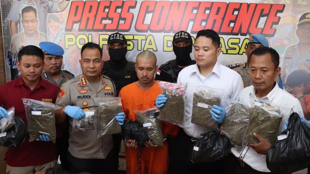 Denpasar police arrested Erfin for keeping 7.6 kg of marijuana.