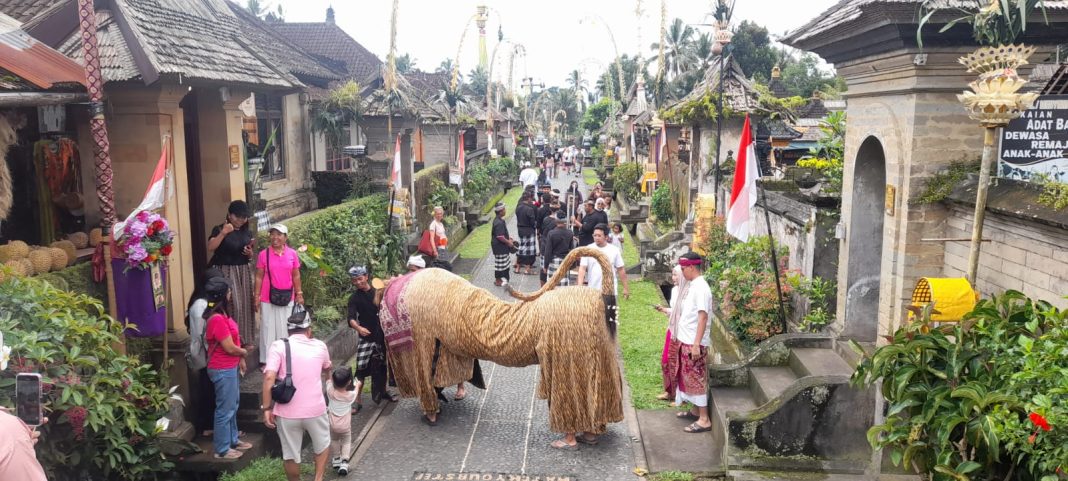 Penglipuran Tourism Village street with traditional Balinese architecture